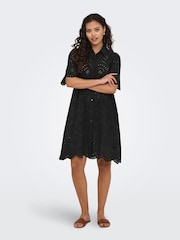 ONLY Black Short Sleeve Broderie Anglais Summer Dress - Image 2 of 6