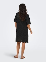 ONLY Black Short Sleeve Broderie Anglais Summer Dress - Image 3 of 6