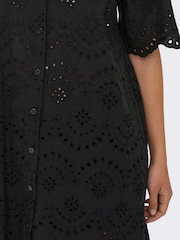 ONLY Black Short Sleeve Broderie Anglais Summer Dress - Image 4 of 6