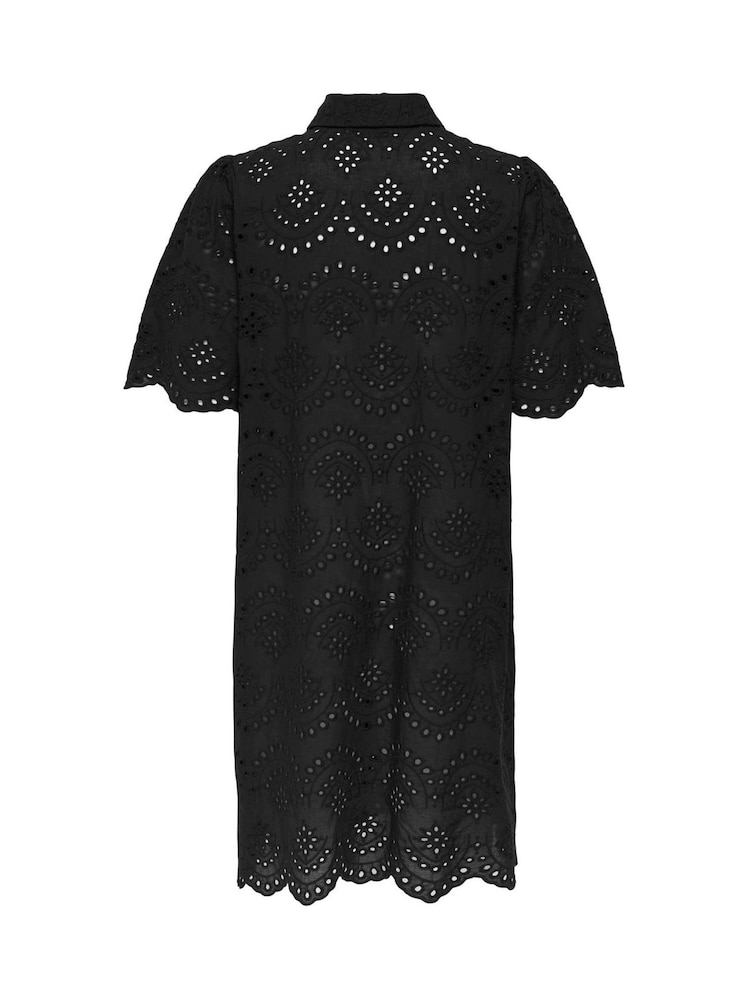 ONLY Black Short Sleeve Broderie Anglais Summer Dress - Image 6 of 6