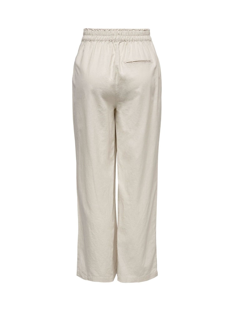 ONLY Cream Linen Blend Wide Leg Trousers - Image 7 of 7