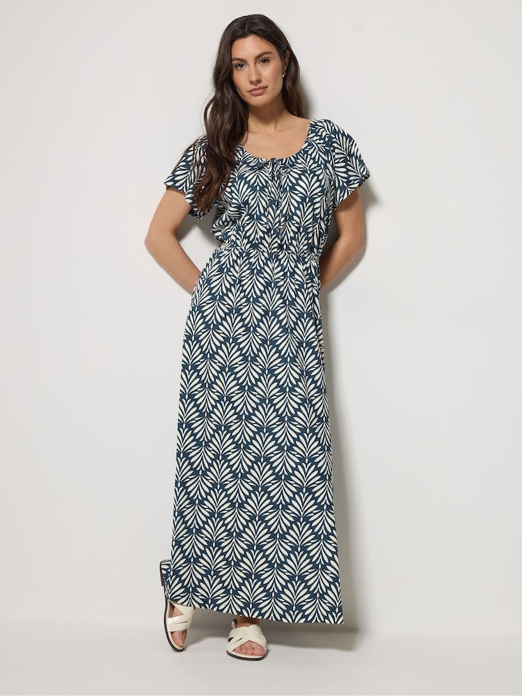 فستان ماكسي بربطة عنق من M&Co - Image 2 of 5