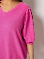 Yours Curve Pink Puff Sleeve Top - Image 4 of 5