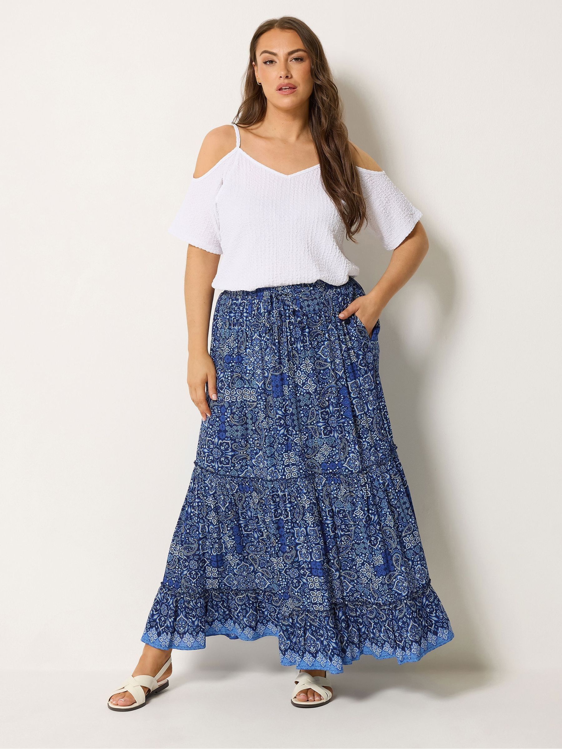Buy Yours Curve Blue Tiered Skirt from Next USA