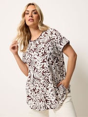 Yours Curve Brown Ribbed Whip Stitch Swing T-Shirt - Image 1 of 5