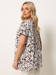 Yours Curve Brown Ribbed Whip Stitch Swing T-Shirt - Image 2 of 5