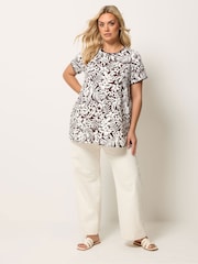 Yours Curve Brown Ribbed Whip Stitch Swing T-Shirt - Image 4 of 5