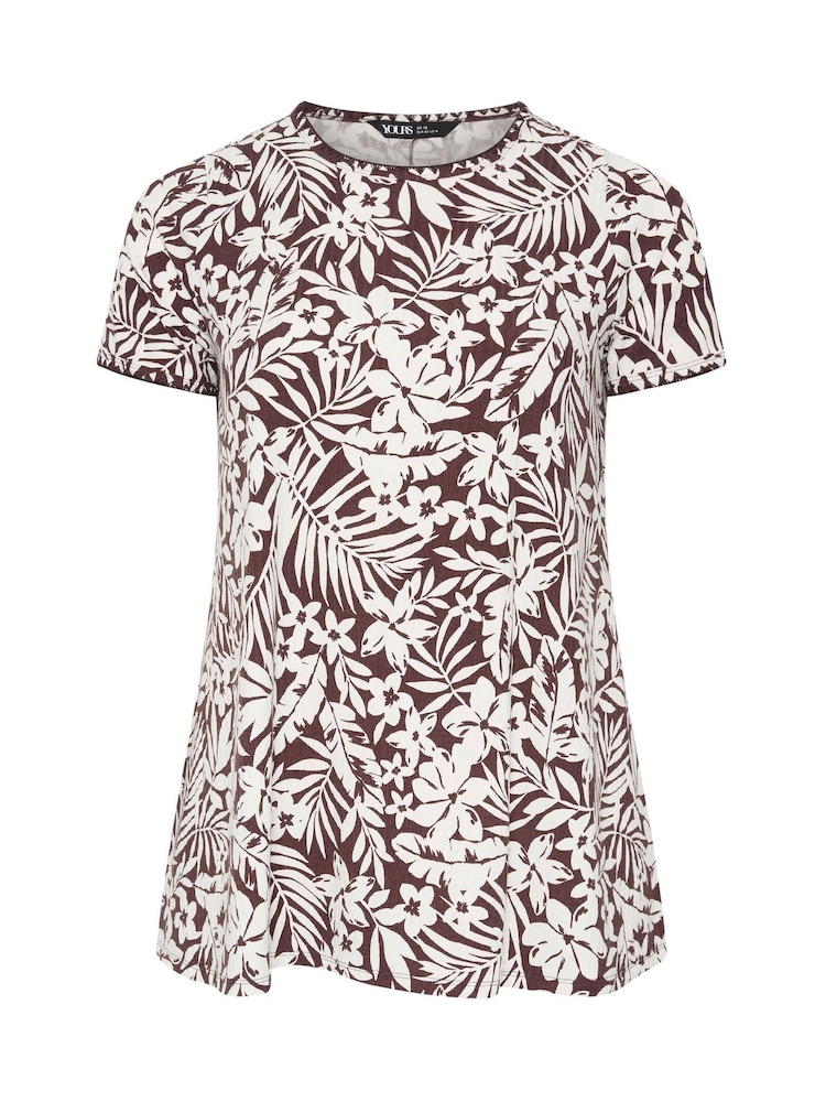 Yours Curve Brown Ribbed Whip Stitch Swing T-Shirt - Image 5 of 5 Yours Curve Brown Ribbed Whip Stitch Swing T-Shirt - Image 5 of 5