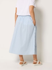 Yours Curve Blue Stripe Poplin Midaxi Skirt - Image 3 of 5