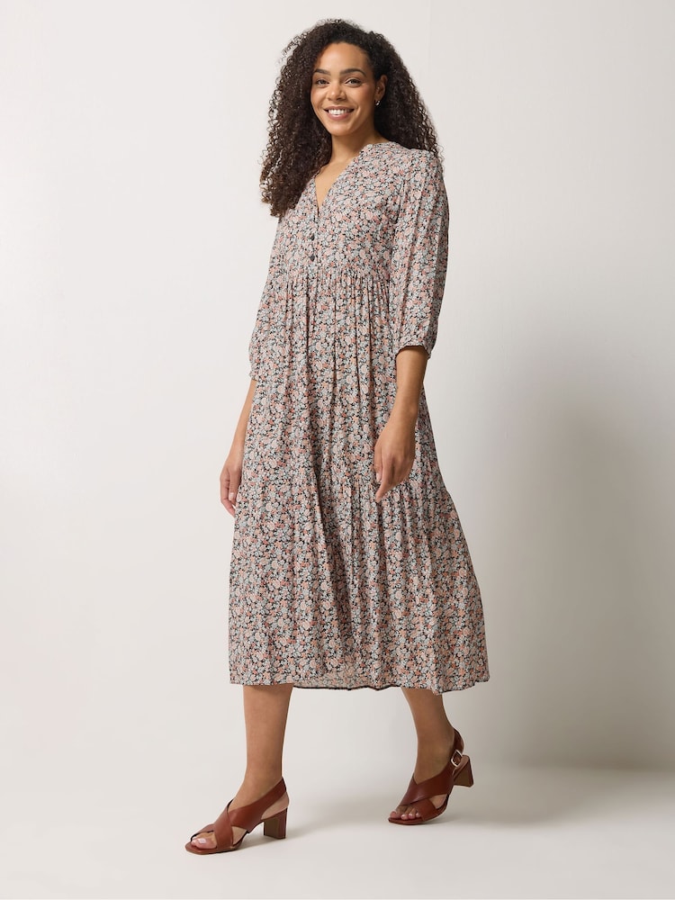 M&Co Pink Tiered Maxi Dress - Image 1 of 5 M&Co Pink Tiered Maxi Dress - Image 1 of 5