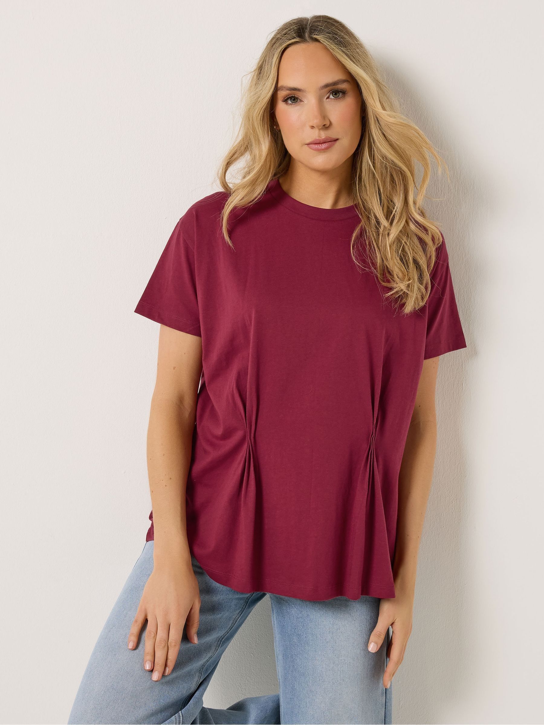 Buy Long Tall Sally Red Pleated Front Short Sleeve T-Shirt from
