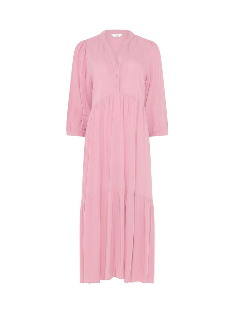M&Co Pink Tiered Half Placket Maxi Dress - Image 5 of 5 M&Co Pink Tiered Half Placket Maxi Dress - Image 5 of 5