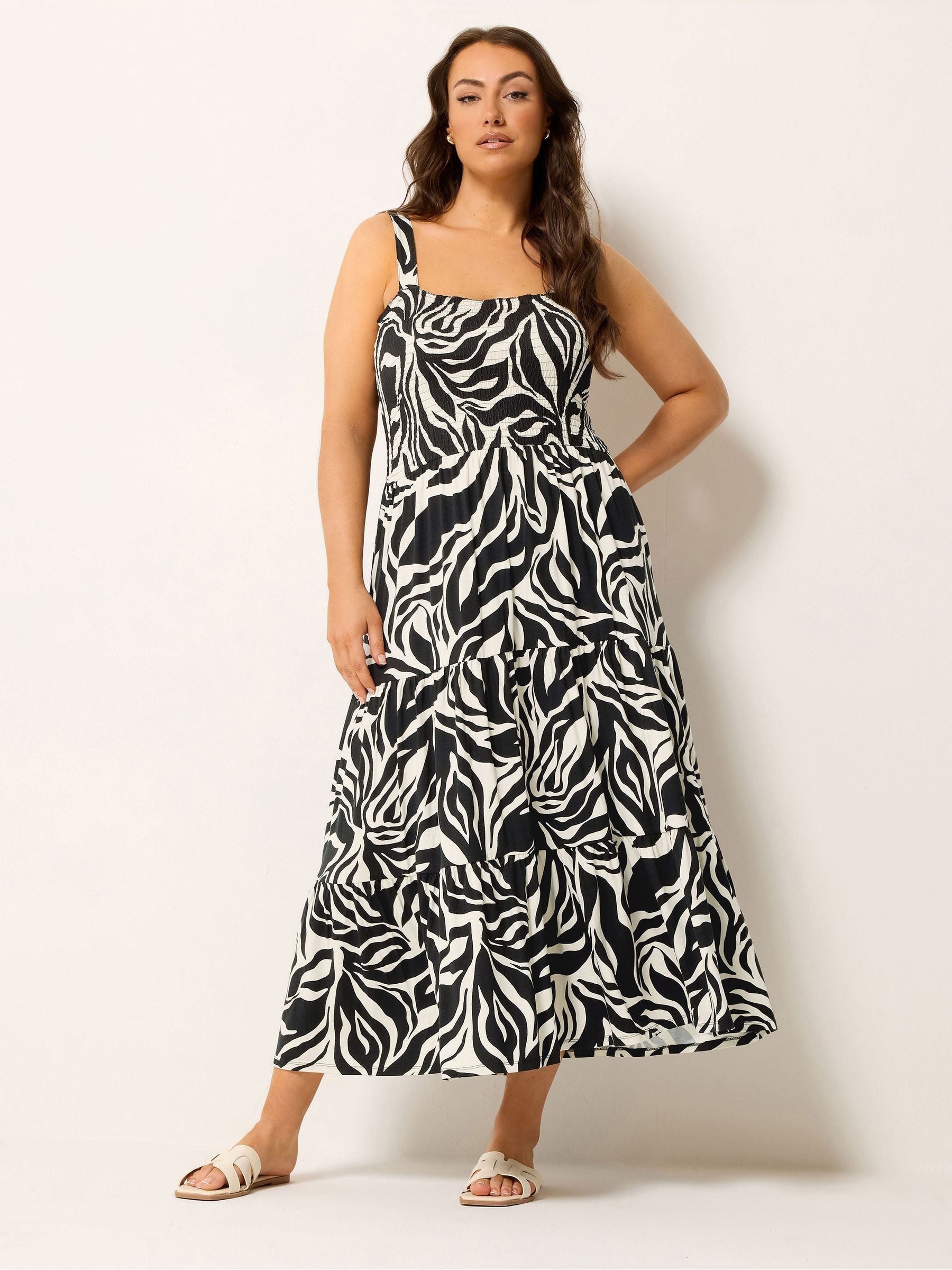Yours Curve Women's Black Shirred Midaxi Dress