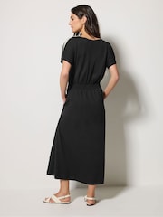 M&Co Black V-Neck Contrast Trim Midi Dress - Image 3 of 5