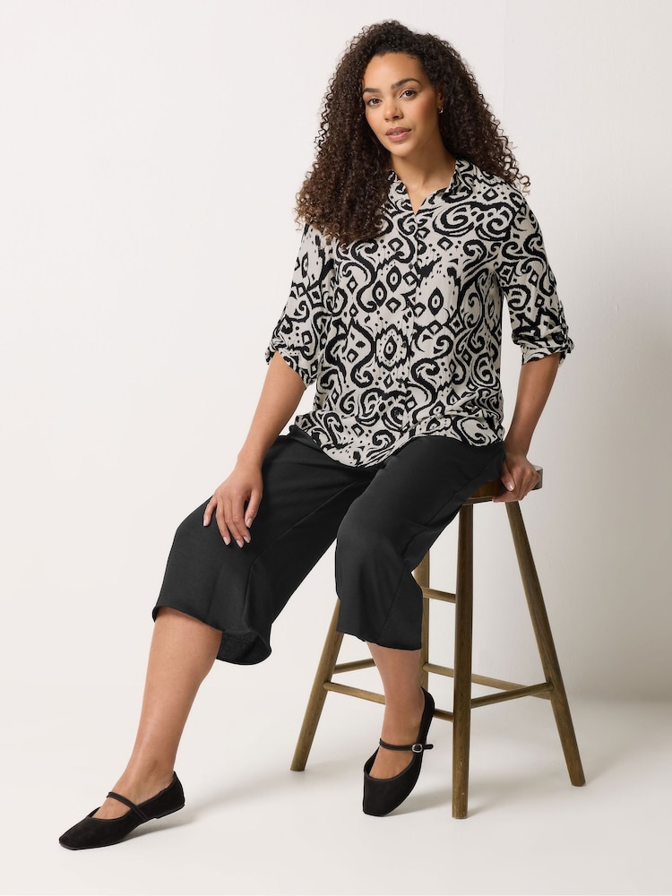 M&Co Black Tab Sleeve Shirt - Image 1 of 5 M&Co Black Tab Sleeve Shirt - Image 1 of 5