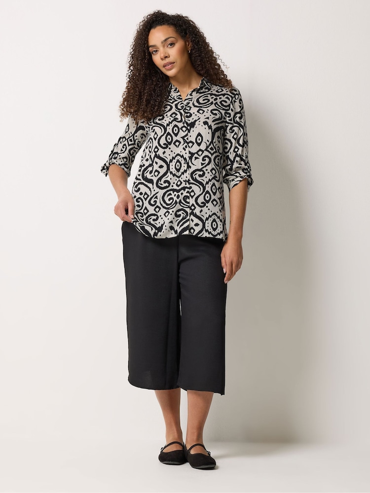 M&Co Black Tab Sleeve Shirt - Image 2 of 5 M&Co Black Tab Sleeve Shirt - Image 2 of 5