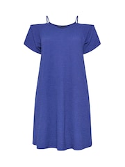 Azul - Yours Curve Textured Cold Shoulder Dress - Imagen 5 de 5