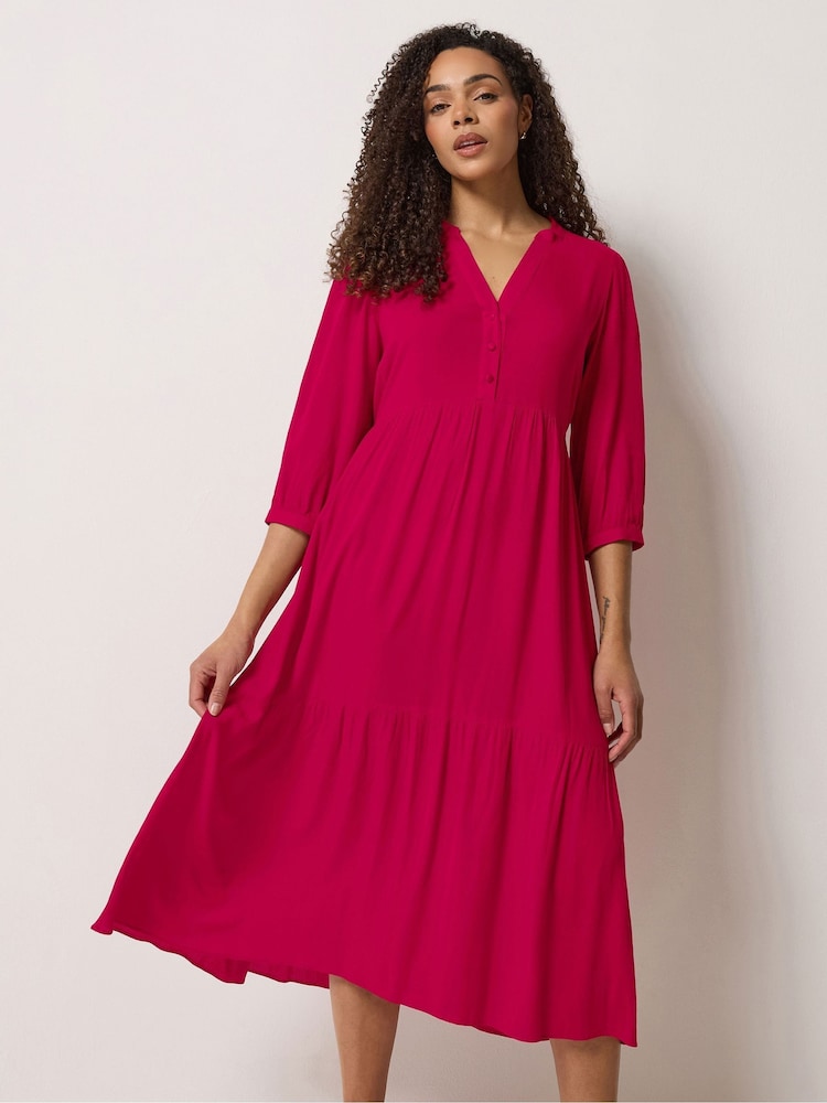 Красный - Ярусное платье макси с защипами M&Co - Изображение 1 5