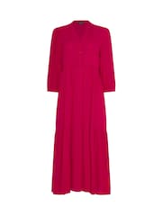 Красный - Ярусное платье макси с защипами M&Co - Изображение 5 5