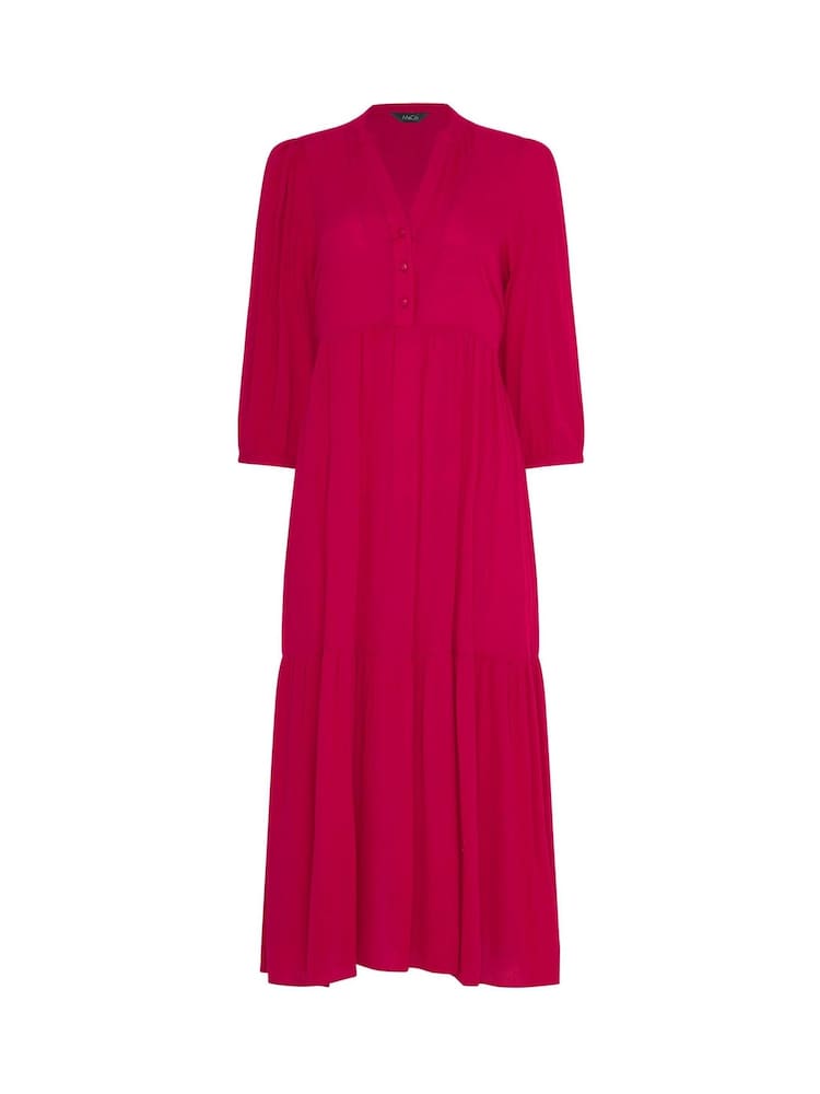 Красный - Ярусное платье макси с защипами M&Co - Изображение 5 5