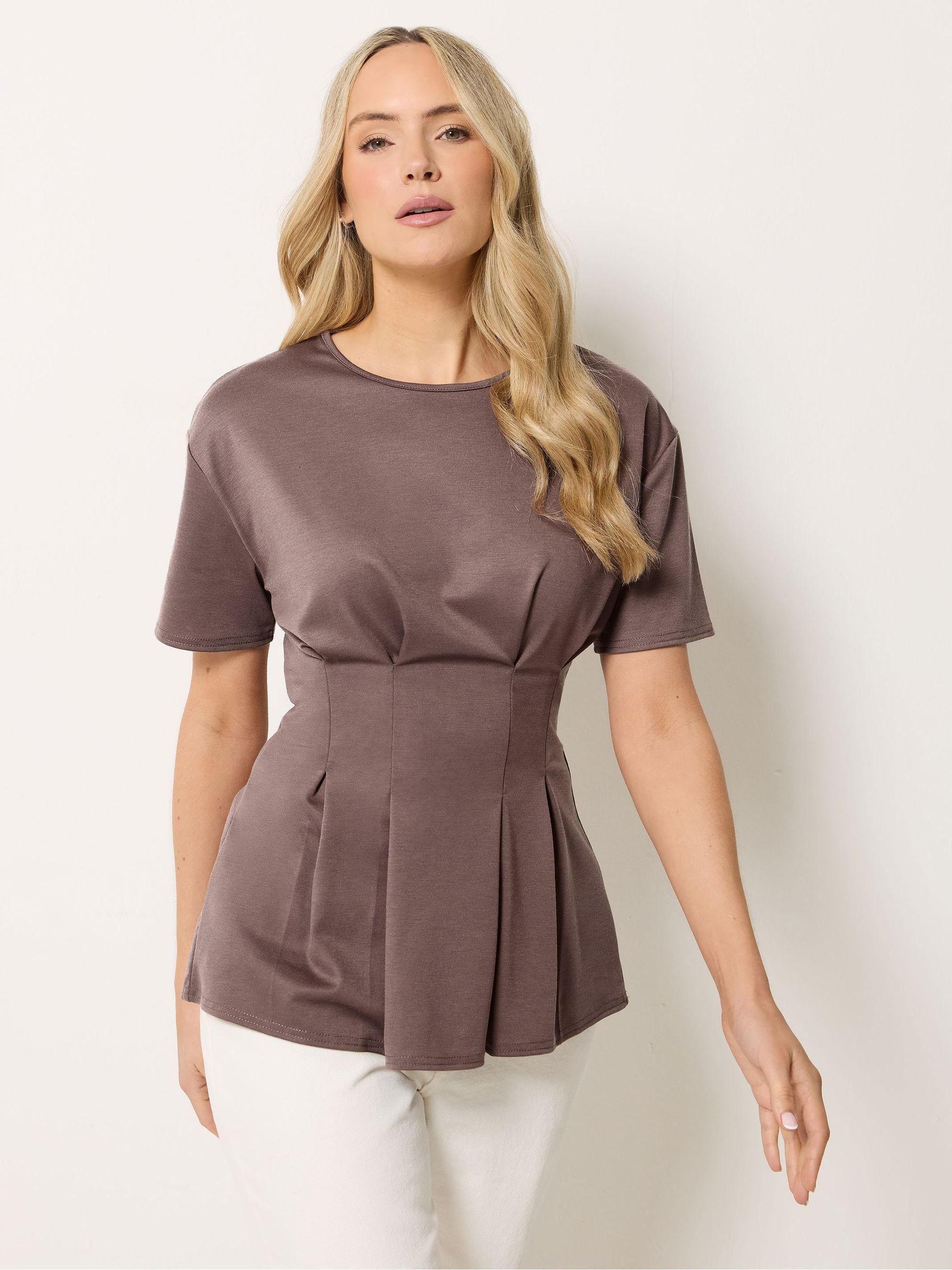Long Tall Sally Women's Light Brown Tall Pleated Detail Top In | Size: 20 - Image 2