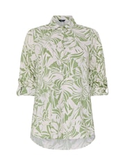 M&Co Khaki Green Leaf Print Tab Sleeve Shirt - Image 5 of 5