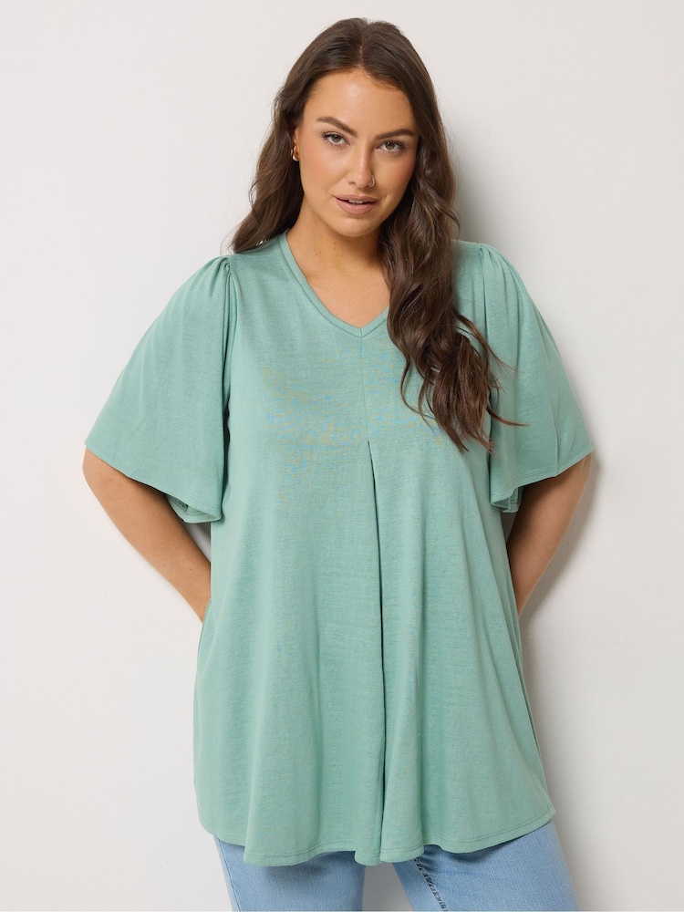 Yours Curve Green Pleated Front Tunics - Image 1 of 5