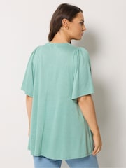Yours Curve Green Pleated Front Tunics - Image 3 of 5