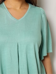 Yours Curve Green Pleated Front Tunics - Image 4 of 5