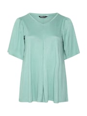 Yours Curve Green Pleated Front Tunics - Image 5 of 5