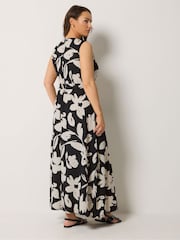 Yours Curve Black Sleeveless Wrap Front Dress - Image 2 of 5