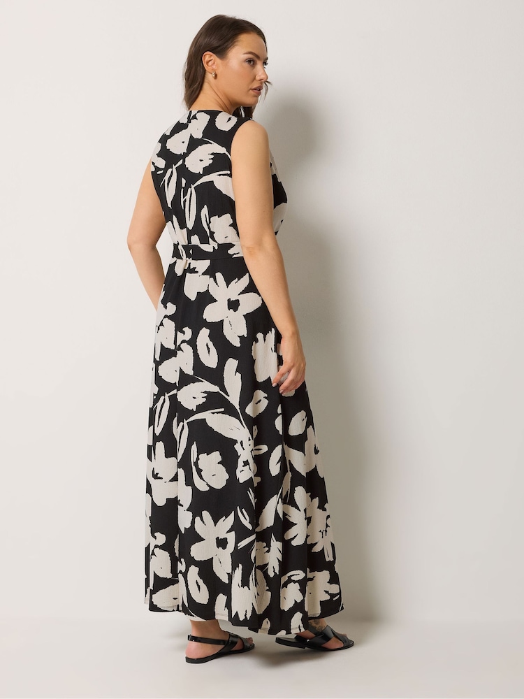 Yours Curve Black Sleeveless Wrap Front Dress - Image 2 of 5