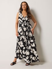 Yours Curve Black Sleeveless Wrap Front Dress - Image 3 of 5