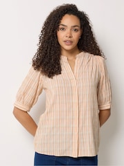 M&Co Orange Short Puff Sleeve Blouse - Image 1 of 5