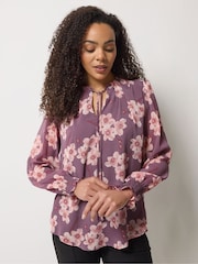 M&Co Purple Tie Neck Blouse - Image 2 of 6