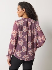 M&Co Purple Tie Neck Blouse - Image 3 of 6