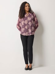 M&Co Purple Tie Neck Blouse - Image 4 of 6