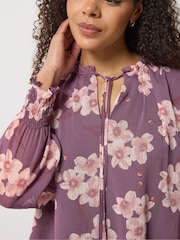 M&Co Purple Tie Neck Blouse - Image 5 of 6