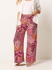 M&Co Red Printed Wide Leg Trousers - Image 1 of 5