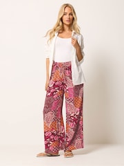M&Co Red Printed Wide Leg Trousers - Image 2 of 5