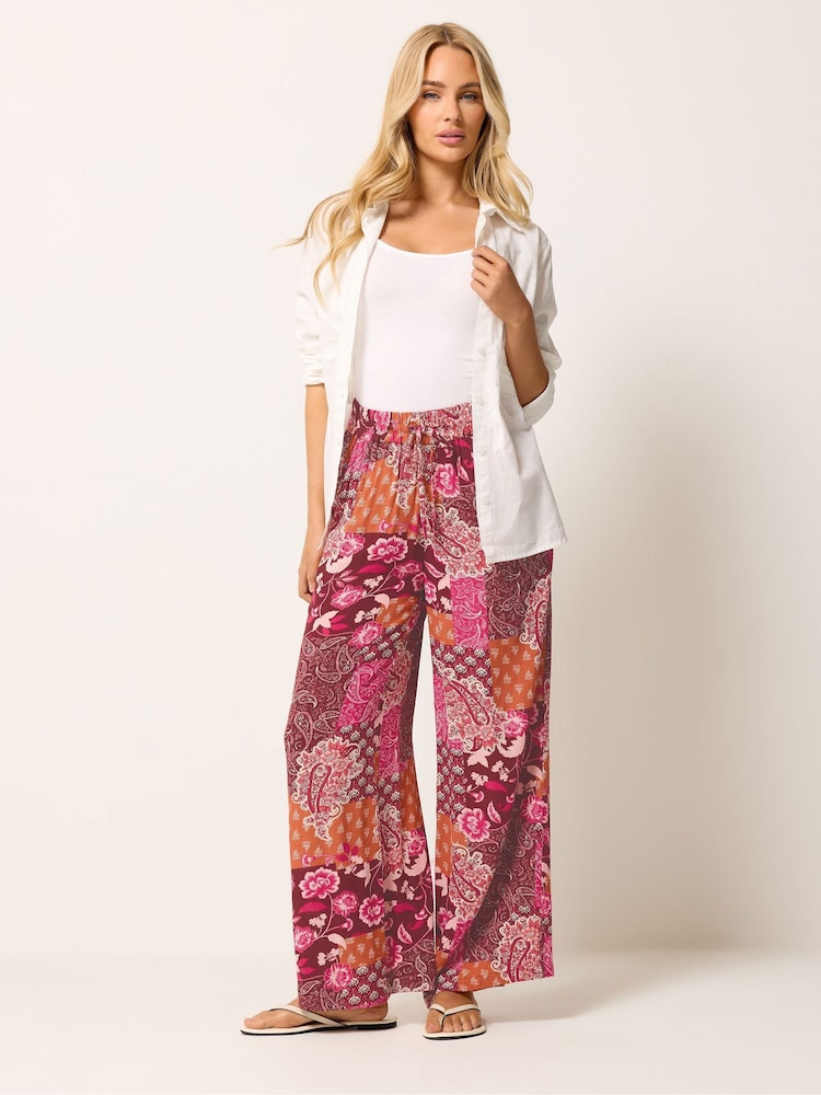 M&Co Red Printed Wide Leg Trousers - Image 2 of 5