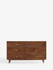Mid Natural Lloyd Solid Mango Wood 6 Drawer Wide Chest of Drawers - Image 6 of 9