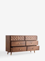 Mid Natural Lloyd Solid Mango Wood 6 Drawer Wide Chest of Drawers - Image 7 of 9