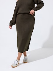 Yours Curve Brown Limited Knitted Skirt - Image 2 of 5