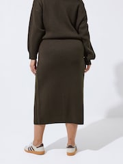 Yours Curve Brown Limited Knitted Skirt - Image 3 of 5