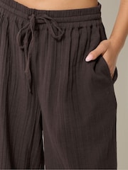 PixieGirl Petite Brown Cheesecloth Balloon Trousers - Image 5 of 6