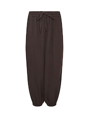 PixieGirl Petite Brown Cheesecloth Balloon Trousers - Image 6 of 6