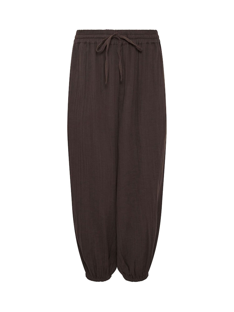 PixieGirl Petite Brown Cheesecloth Balloon Trousers - Image 6 of 6 PixieGirl Petite Brown Cheesecloth Balloon Trousers - Image 6 of 6