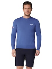 Callaway Apparel Blue Crew Neck Merino Mix Sweater - Image 1 of 6