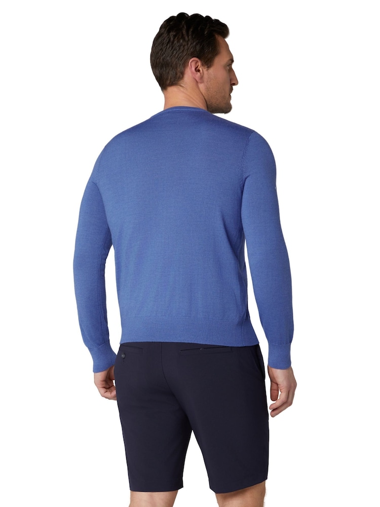 Callaway Apparel Blue Crew Neck Merino Mix Sweater - Image 2 of 6 Callaway Apparel Blue Crew Neck Merino Mix Sweater - Image 2 of 6